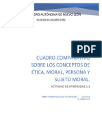 Cuadro Comparativo Sobre Los Conceptos de Ética, Moral, Persona Y Sujeto Moral