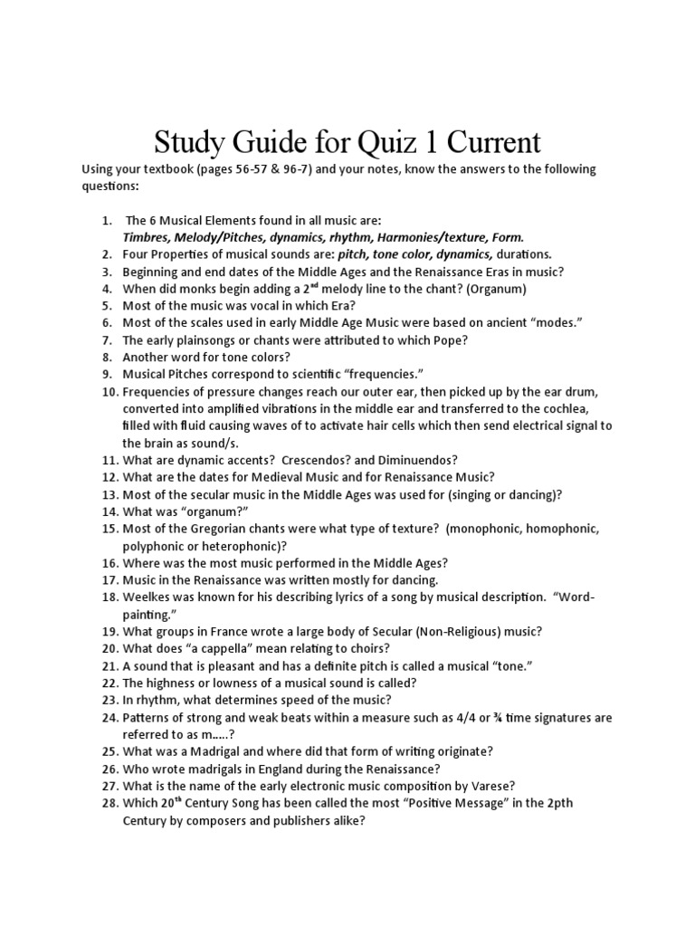 Study guide for quiz 1 current pdf pitch music gregorian chant