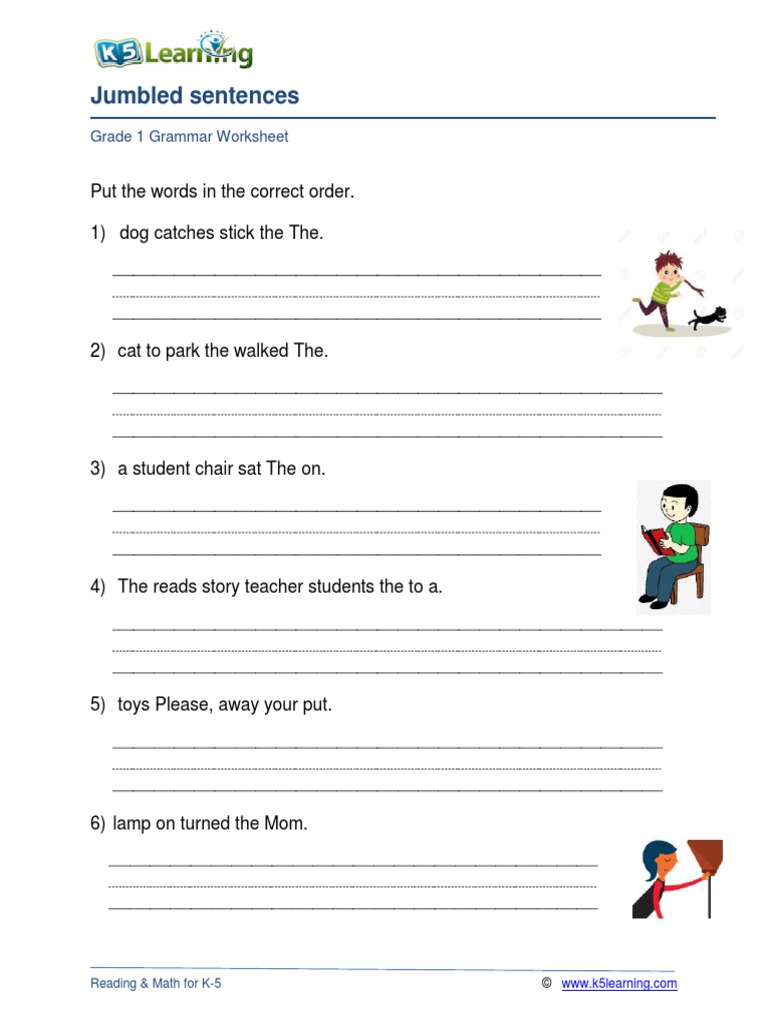 Grade 1 Jumbled Sentences Worksheet | PDF | Language Arts & Discipline