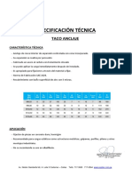 Especificación Técnica: Taco Anclaje