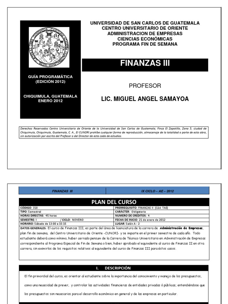 Finanzas Iii - Admon | PDF | Presupuesto | Economias
