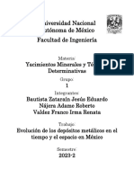 Evolución de Los Depósitos Metálicos en El Tiempo y El Espacio en México