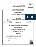 Flujos de fluidos en movimiento: Informe de laboratorio No4