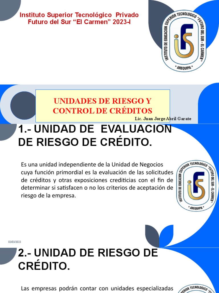 Unidades de Riesgo y Control de Créditos | PDF | Riesgo crediticio | Riesgo