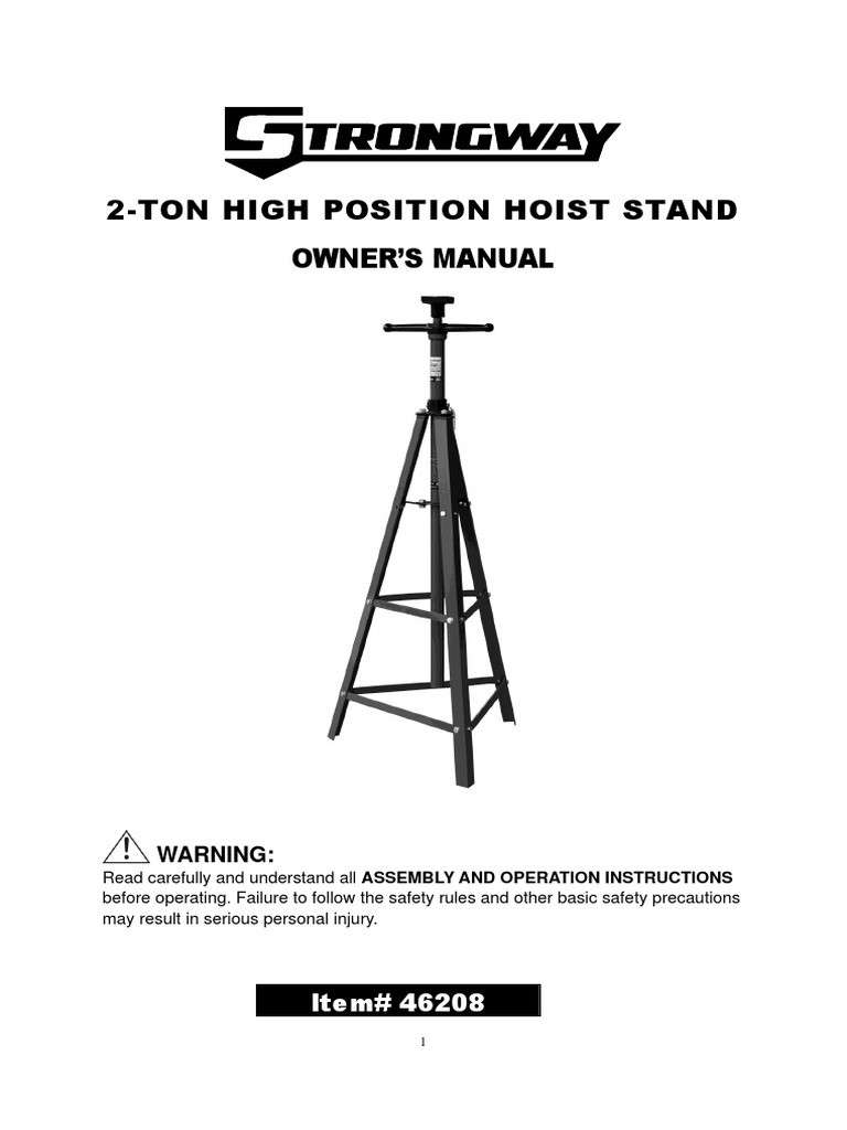 2-Ton High Position Hoist Stand Manual | PDF | Screw | Nut (Hardware)