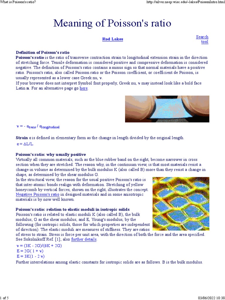 What Is Poisson's Ratio | PDF | Young's Modulus | Elasticity (Physics)
