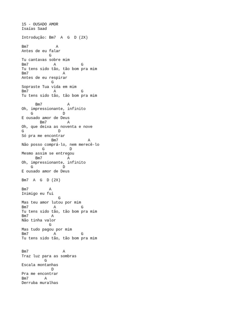 15 Ousado Amor Cifras Gospel PDF