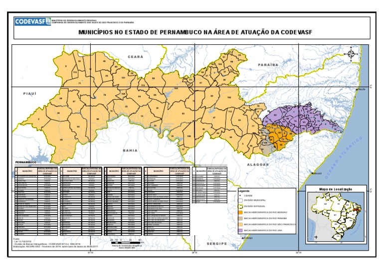 Municípios em Pernambuco na área de atuação da Codevasf | PDF
