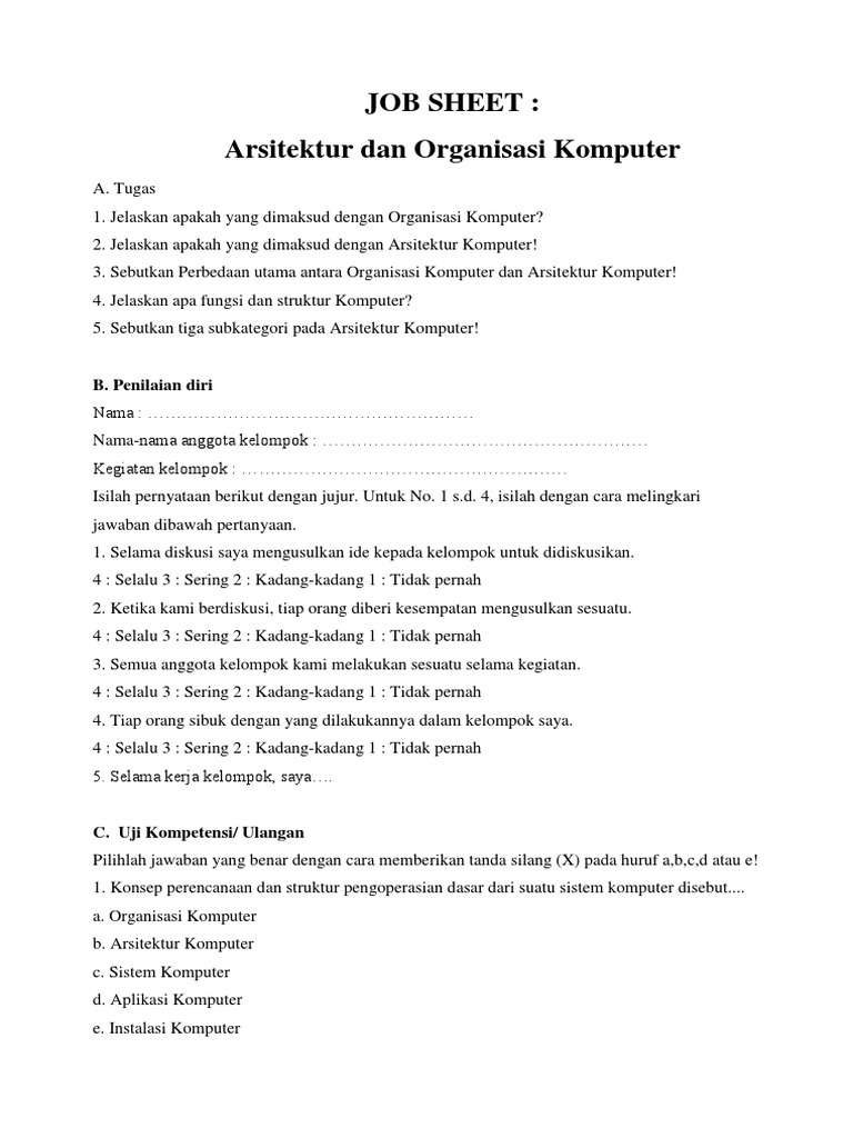 JOB SHEET Arsitektur Dan Organisasi Komputer | PDF