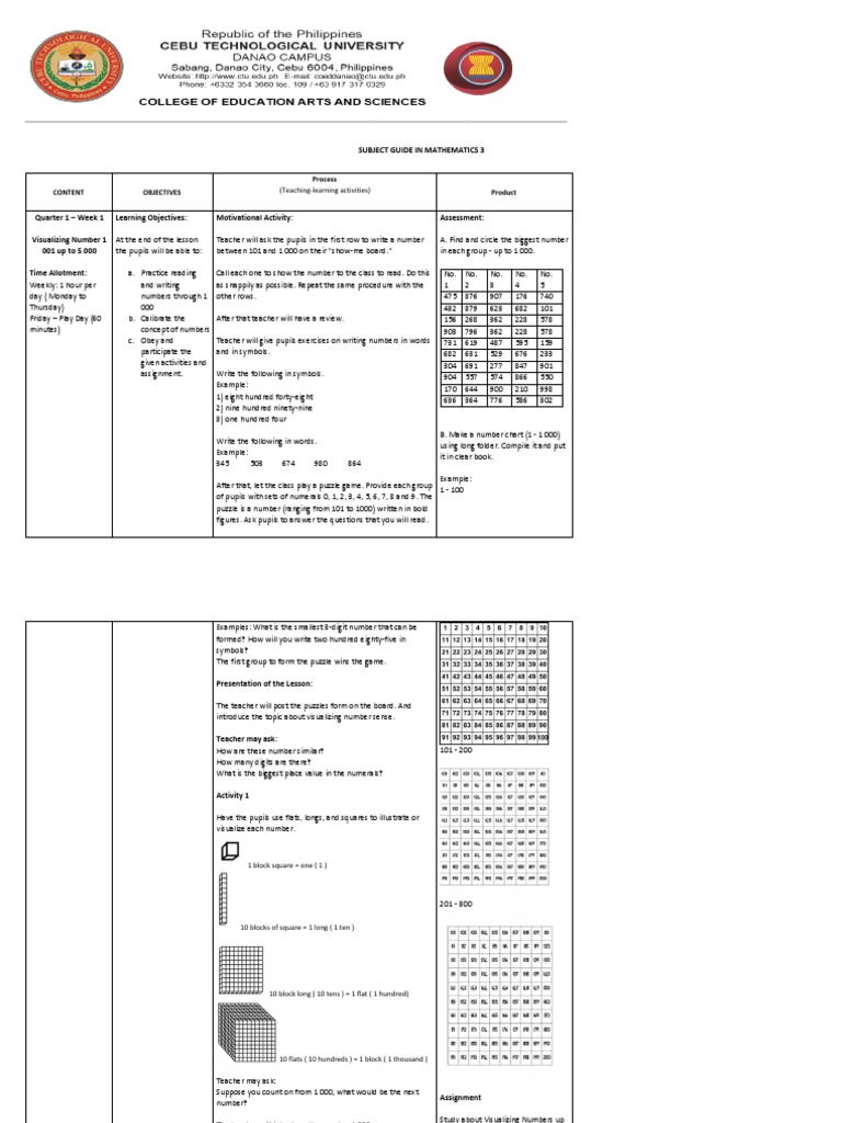 Subject Guide Math 3 Final Gen3 | PDF | Subtraction | Arithmetic