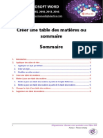 Microsoft Word Créer Une Table Des Matières Ou Sommaire