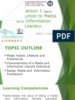 Lesson 1: Introduction To Media and Information Literacy: Arnil C. Palomar