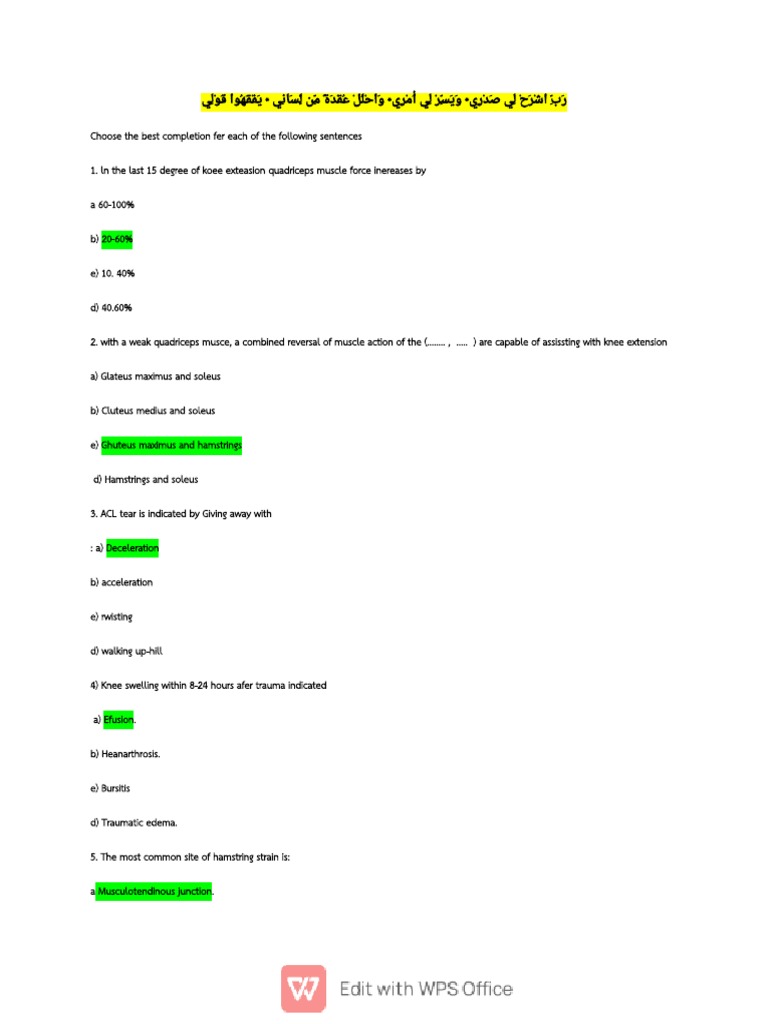 Sport Q A PDF Knee Limbs (Anatomy)