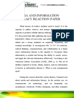 Media & Digital Literacies Reaction Paper