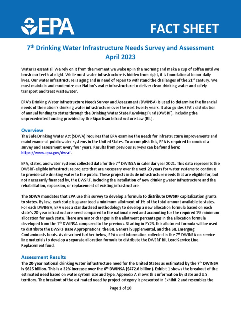7th Drinking Water Infrastructure Needs Survey and Assessment April