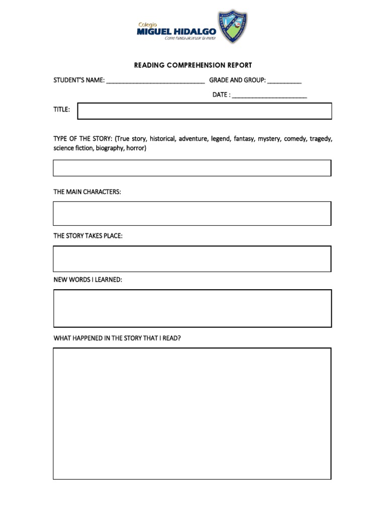 Reading Comprehension Report Template | PDF