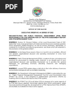 Executive Order No. 44 Series of 2022 Reconstituting The Public Financial Management (PFM) Team Responsible For The Preparation of The PFM Assessment Report and PFM Improvement Plan