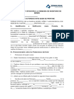 Contestación Y Oposición A La Demanda de Inventario de Bienes Juicio No. I.-Designacion de Autoridad Ante Quien Se Propone