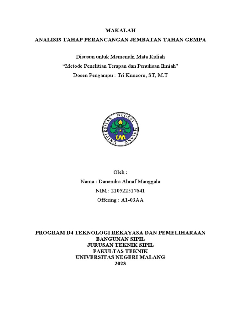 Tahap Perancangan Jembatan Tahan Gempa Pdf