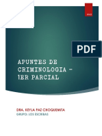Apuntes de Criminologia - 1er Parcial: Dra. Keyla Paz Choquemita