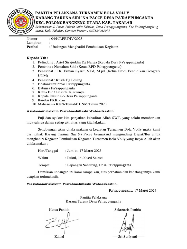 Undangan Menghadiri Pembukaan | PDF