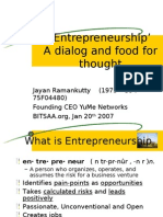 Entrepreneurship: Food For Thought - Jayan Ramankutty