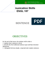 Communication Skills ENGL 157: Sentence