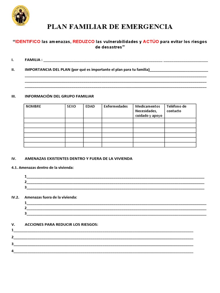Plan familiar de emergencia sem 6 pdf gesti n de emergencias