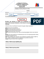 Post Test: Learning Activity Sheets (LAS)