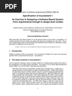 Specification of Coursework-1 An Exercise in Designing A Software-Based System: From Requirements Through To Design-Level Models