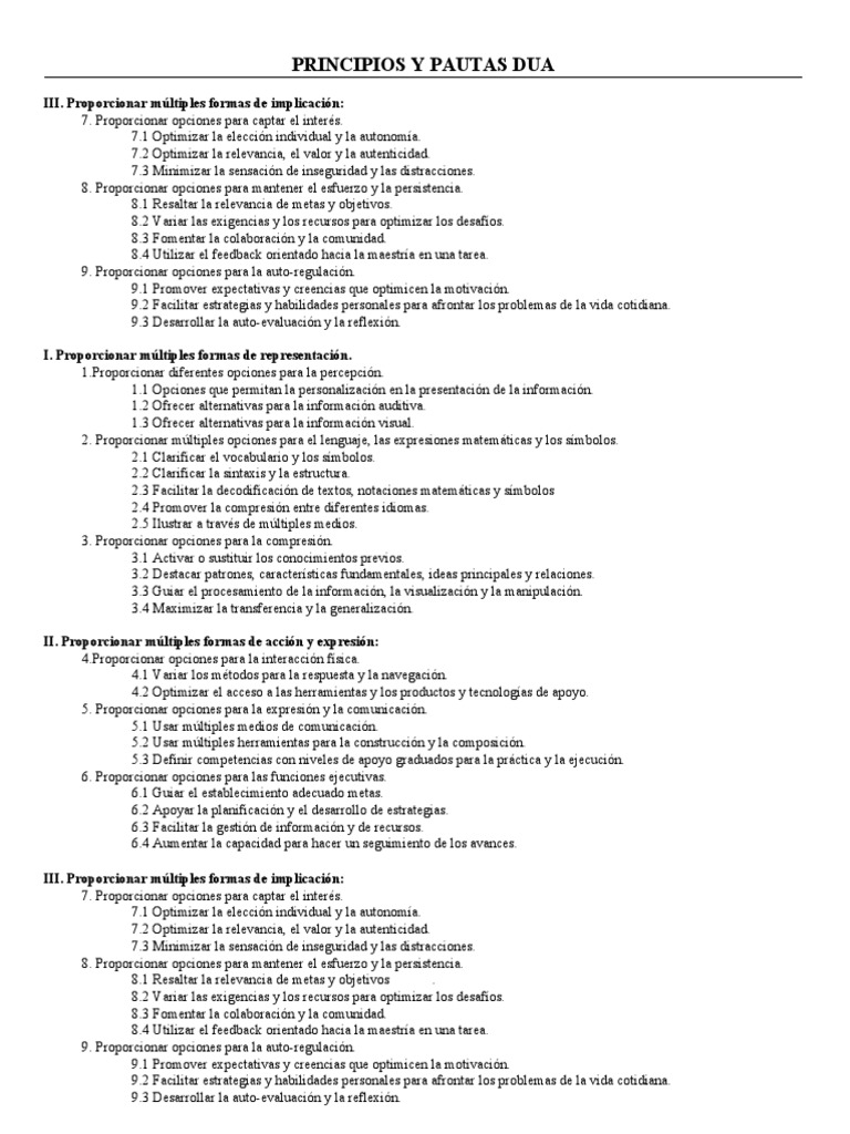 Principios y Pautas del DUA | PDF | Ciencia cognitiva