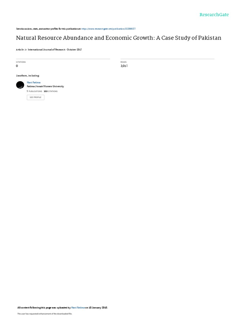 Natural Resource Abundance and Economic Growth A Case Study of