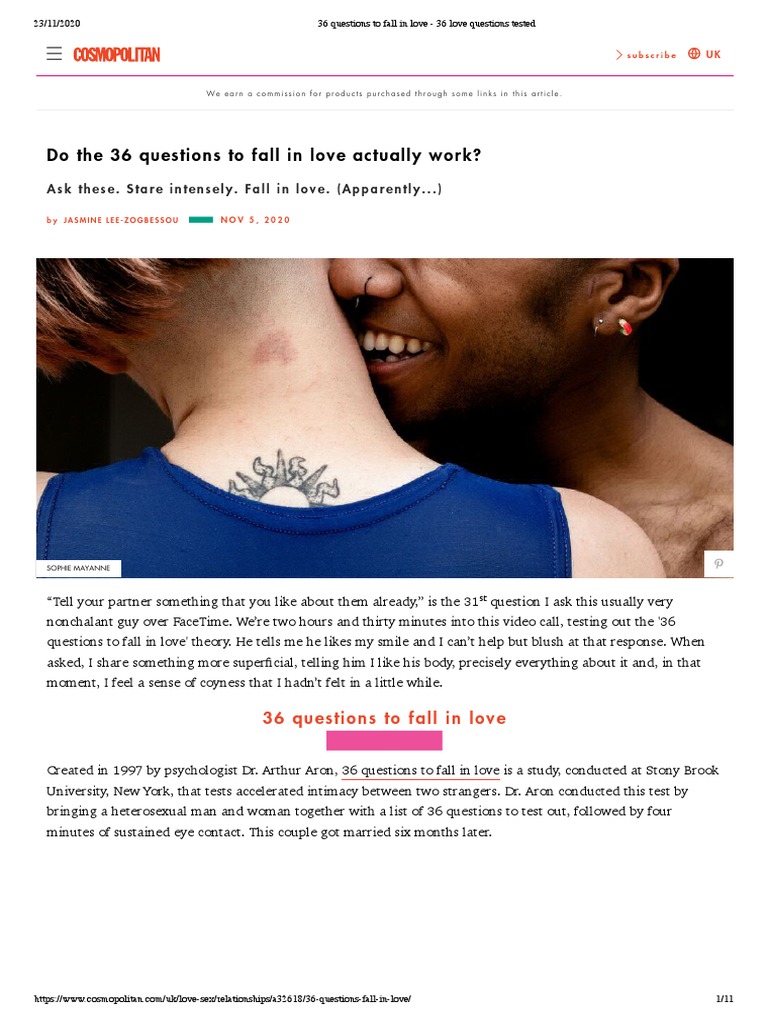 36 Questions To Fall in Love Article PDF PDF Love Podcast