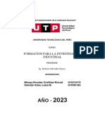 Formacion para La Investigacion Industrial: Minaya Rosales Cristhian Rossel U18214178 Salcedo Cuba, Luisa M. U19307295