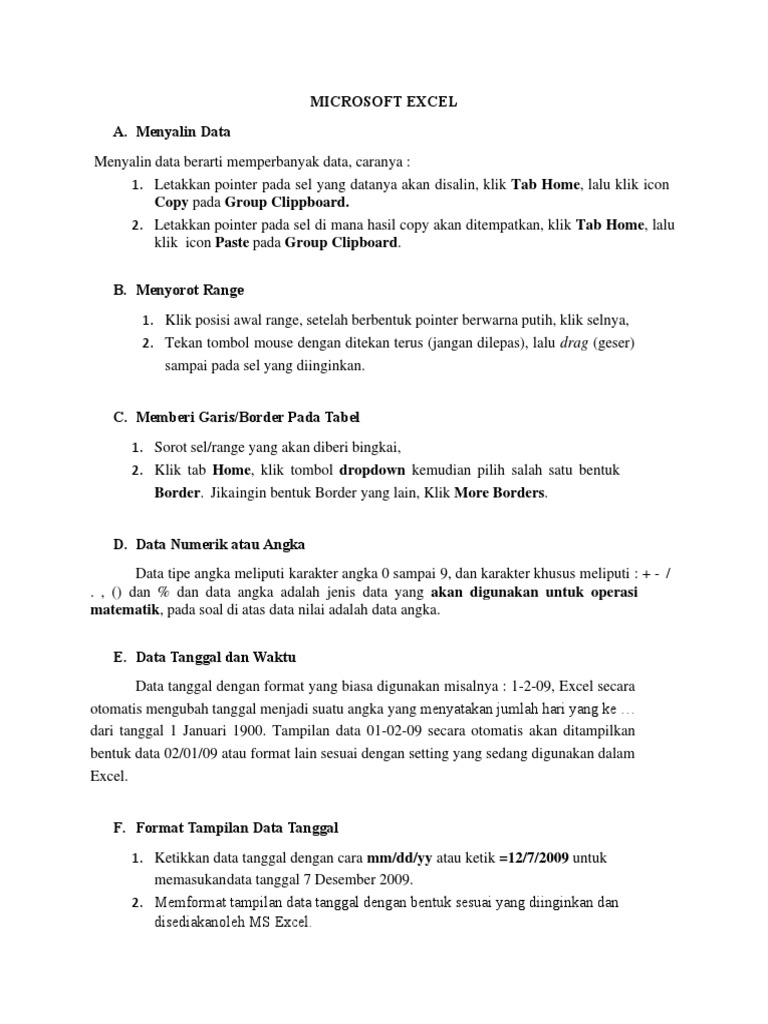Materi Microsoft Excel | PDF