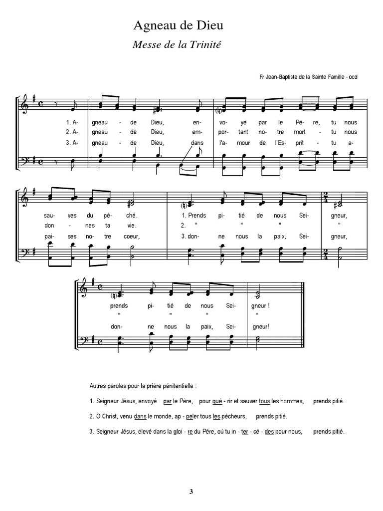 Agnus Messe De La Trinité Pdf Théologie Systématique Croyance
