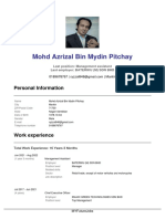 Mohd Azrizal Bin Mydin Pitchay: Personal Information