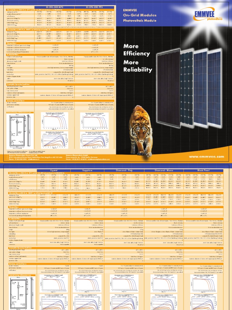 EMMVEE - On-Grid PV Modules - Datasheet | PDF | Electrical Engineering ...