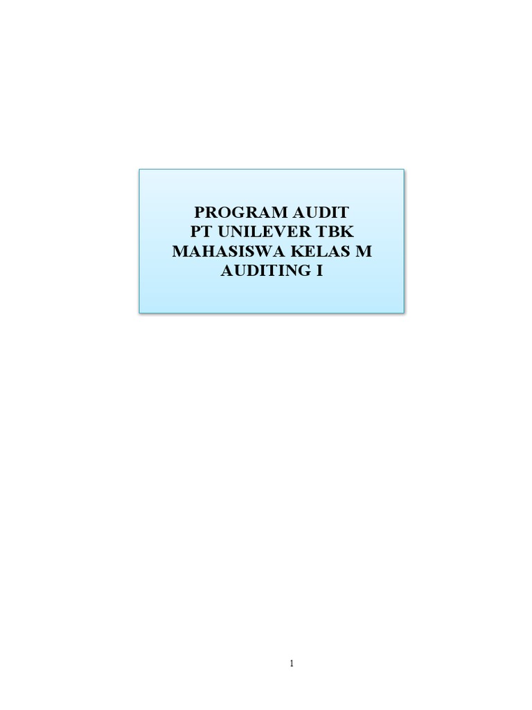 Audit Program Keuangan PT Unilever Tbk | PDF