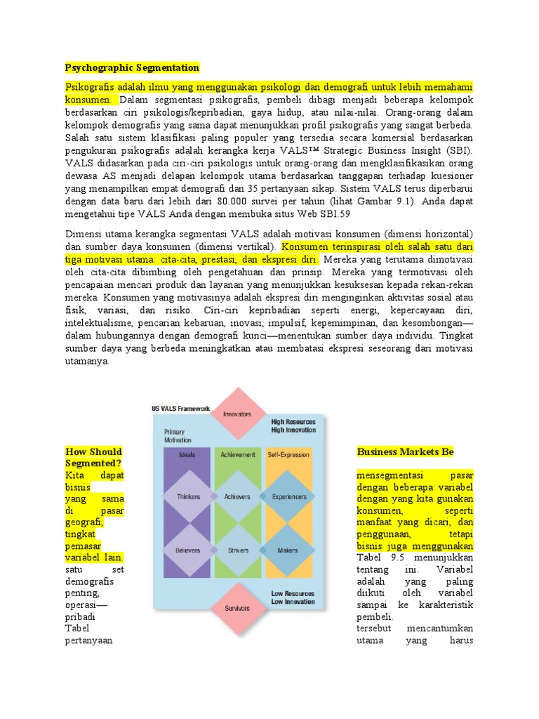 Psychographic Segmentation and How Should Business Markets Be Segmented ...