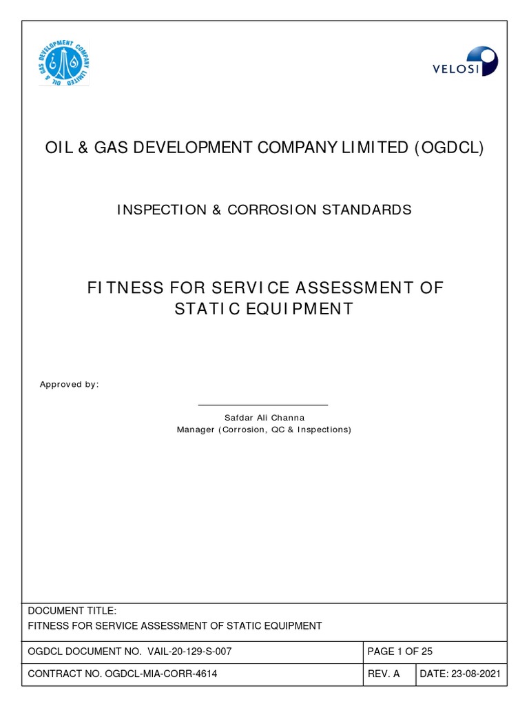 VAIL20129S007 Fitness For Service Assessment of Static Equipment Rev. A PDF