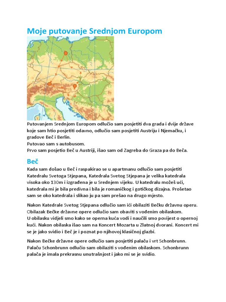 Moje Putovanje Srednjom Europom | PDF
