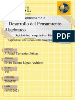 Preparatoria NO.16 Desarrollo del Pensamiento Algebraico Actividad Polinomios