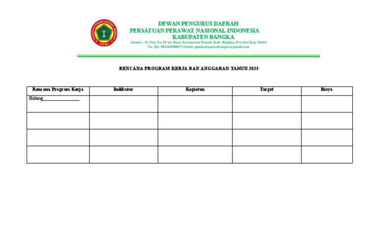 Rencana Kerja dan Anggaran 2023 PPNI Bangka | PDF
