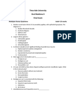 Tima-Ade University Oral Medicine II Final Exam Multiple Choice Questions
