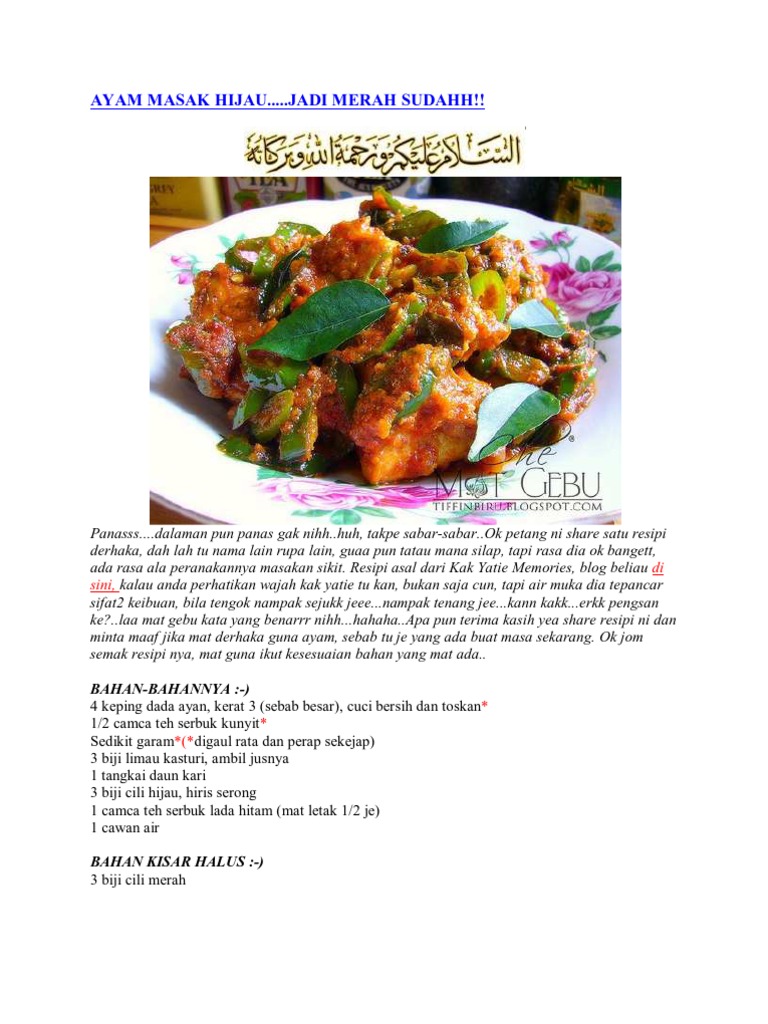 Ayam Masak Cili Hijau