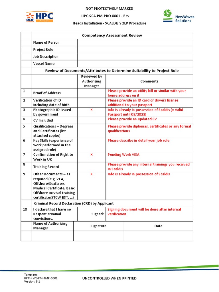 SQEP Assessment Procedure for Roles | PDF | Identity Document ...
