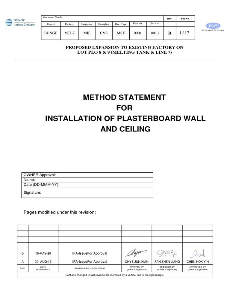 Partition Installation Pdf Drywall Quality Assurance