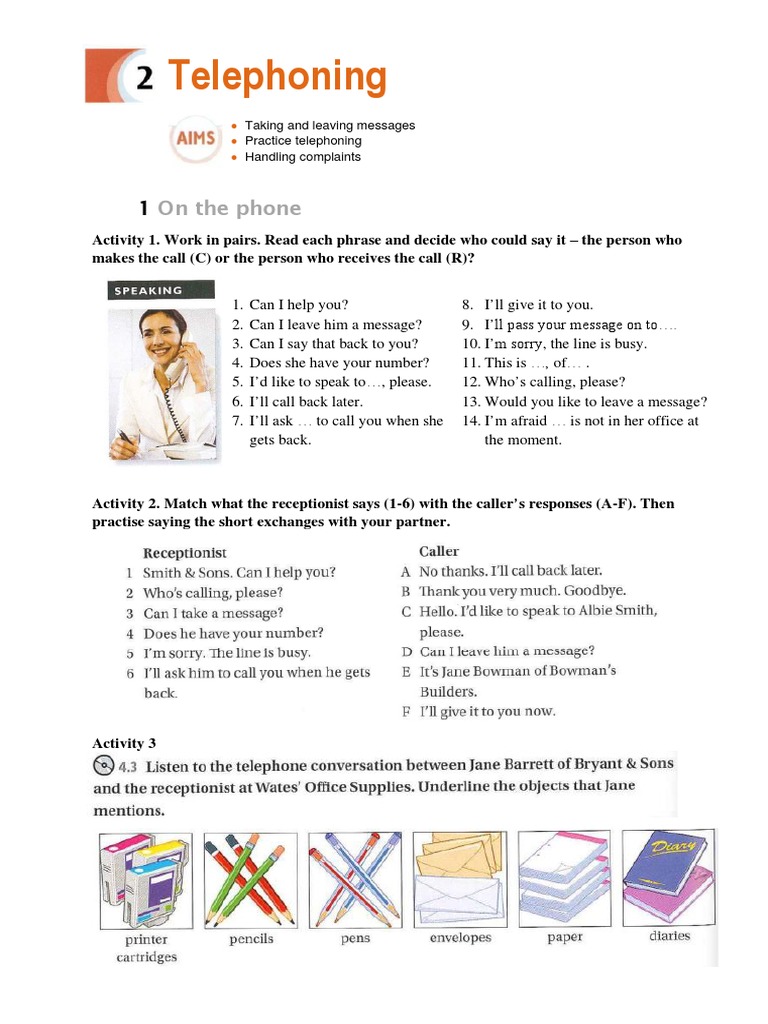 Telephone Etiquette and Message Taking | PDF