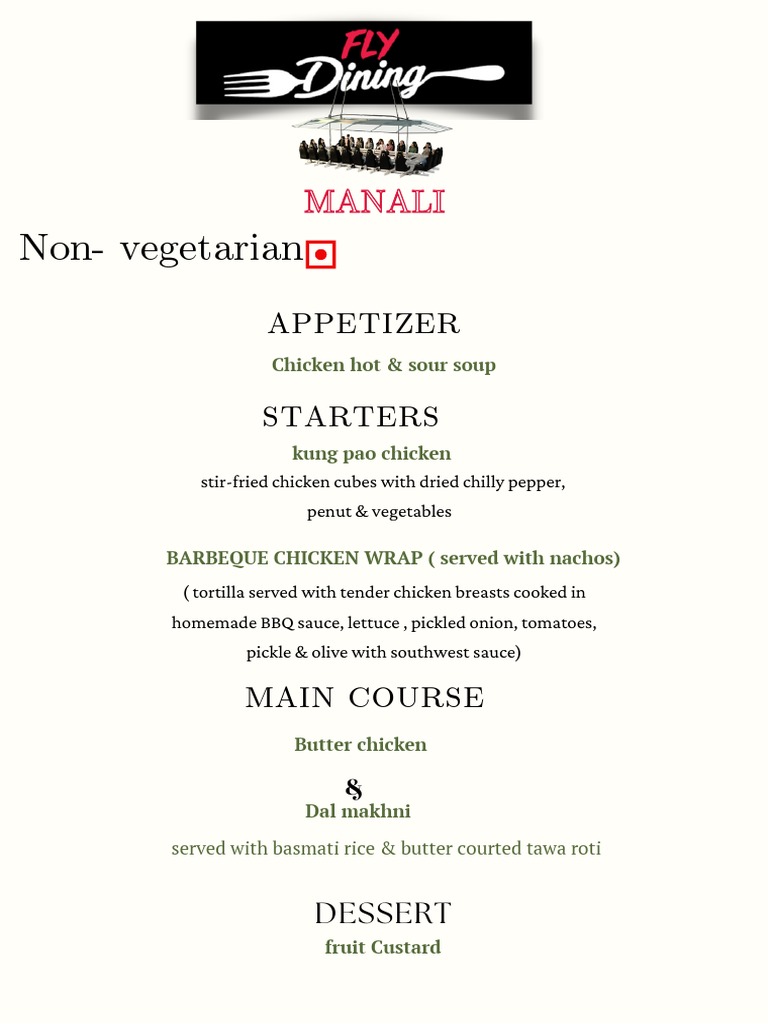 Manali Restaurant Menu Highlights | PDF